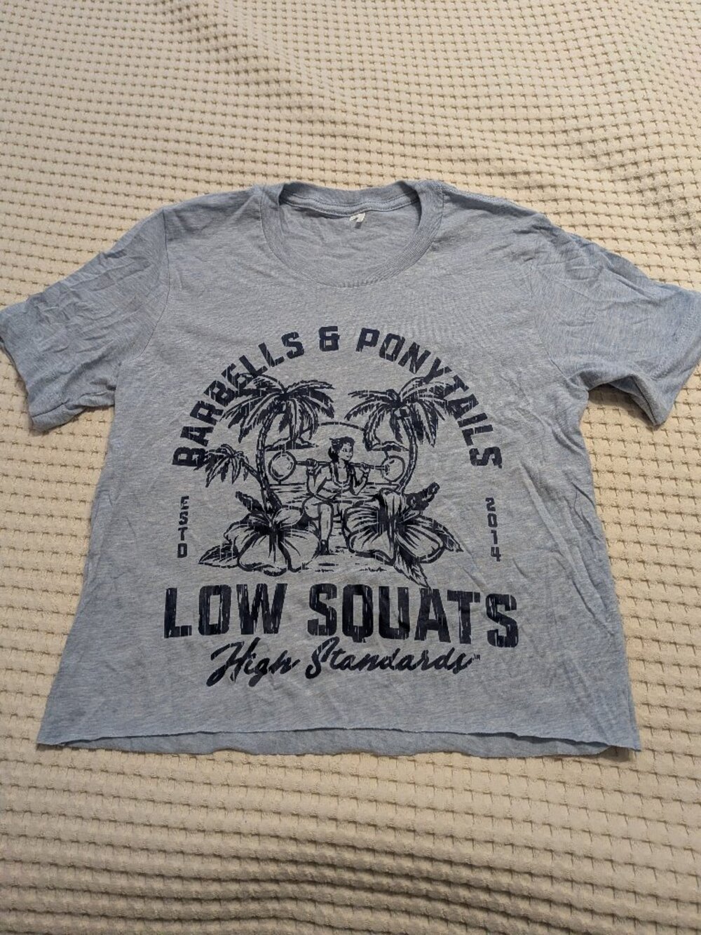 Barbells And Ponytails Crop "Beach" Tee T-Shirt NEW Sz XS